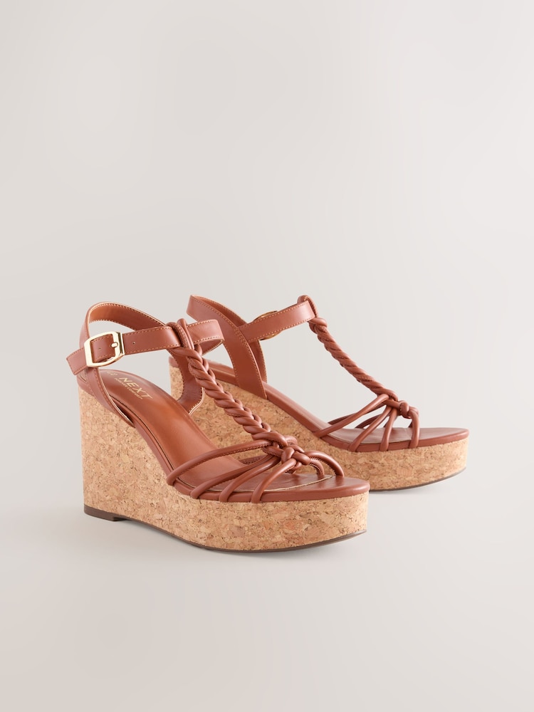 Tan Brown Forever Comfort® Plaited Strappy Wedge Heels - Image 6 of 9