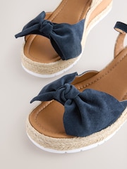 Navy Standard Fit Forever Comfort® Suede Bow Espadrilles Platform Wedges - Image 4 of 5