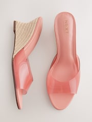 Pink Forever Comfort® Round Toe Vinyl Espadrille Wedges Mules - Image 1 of 5