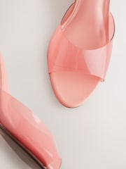 Pink Forever Comfort® Round Toe Vinyl Espadrille Wedges Mules - Image 4 of 5