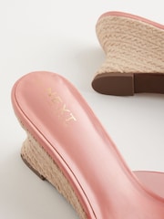 Pink Forever Comfort® Round Toe Vinyl Espadrille Wedges Mules - Image 5 of 5