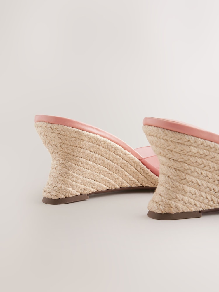 Buy Pink Forever Comfort® Round Toe Vinyl Espadrille Wedges Mules