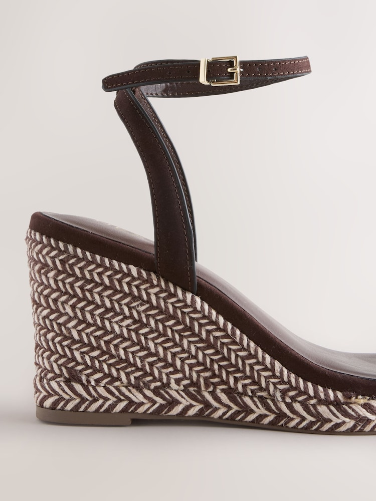 Chocolate Brown Forever Comfort® Square Toe Espadrille Wedge Heels - Image 9 of 9 Chocolate Brown Forever Comfort® Square Toe Espadrille Wedge Heels - Image 9 of 9