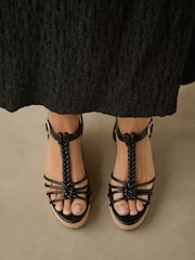 Black Forever Comfort® Plaited Strappy Wedge Heels - Image 2 of 8
