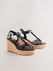 Black Forever Comfort® Plaited Strappy Wedge Heels - Image 4 of 8