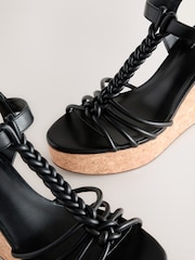 Black Forever Comfort® Plaited Strappy Wedge Heels - Image 7 of 8