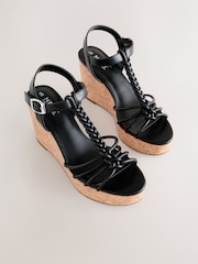 Black Forever Comfort® Plaited Strappy Wedge Heels - Image 8 of 8