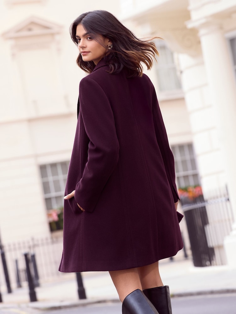Burgunderrot - Friends Like These Tailored Mid Length Single Button Coat - Bild 5 von 5