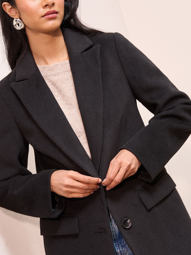 Friends Like These Black Tailored Maxi Length Single Button Coat - Image 2 of 4