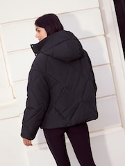Friends Like These Black Short Quilted Puffer Jacket - Image 5 of 5