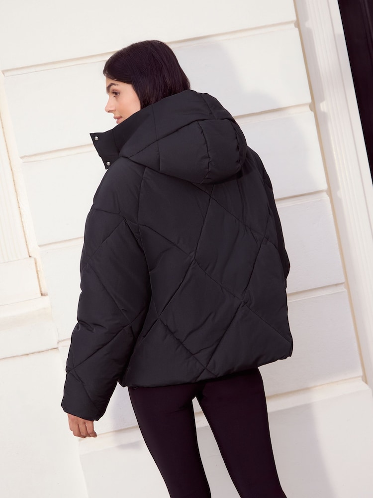 Friends Like These Black Short Quilted Puffer Jacket - Image 5 of 5