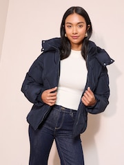 Friends Like These Navy Short Quilted Puffer Jacket - Image 1 of 4