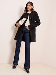 Friends Like These Black Smart Button Up Midi Coat - Image 3 of 5