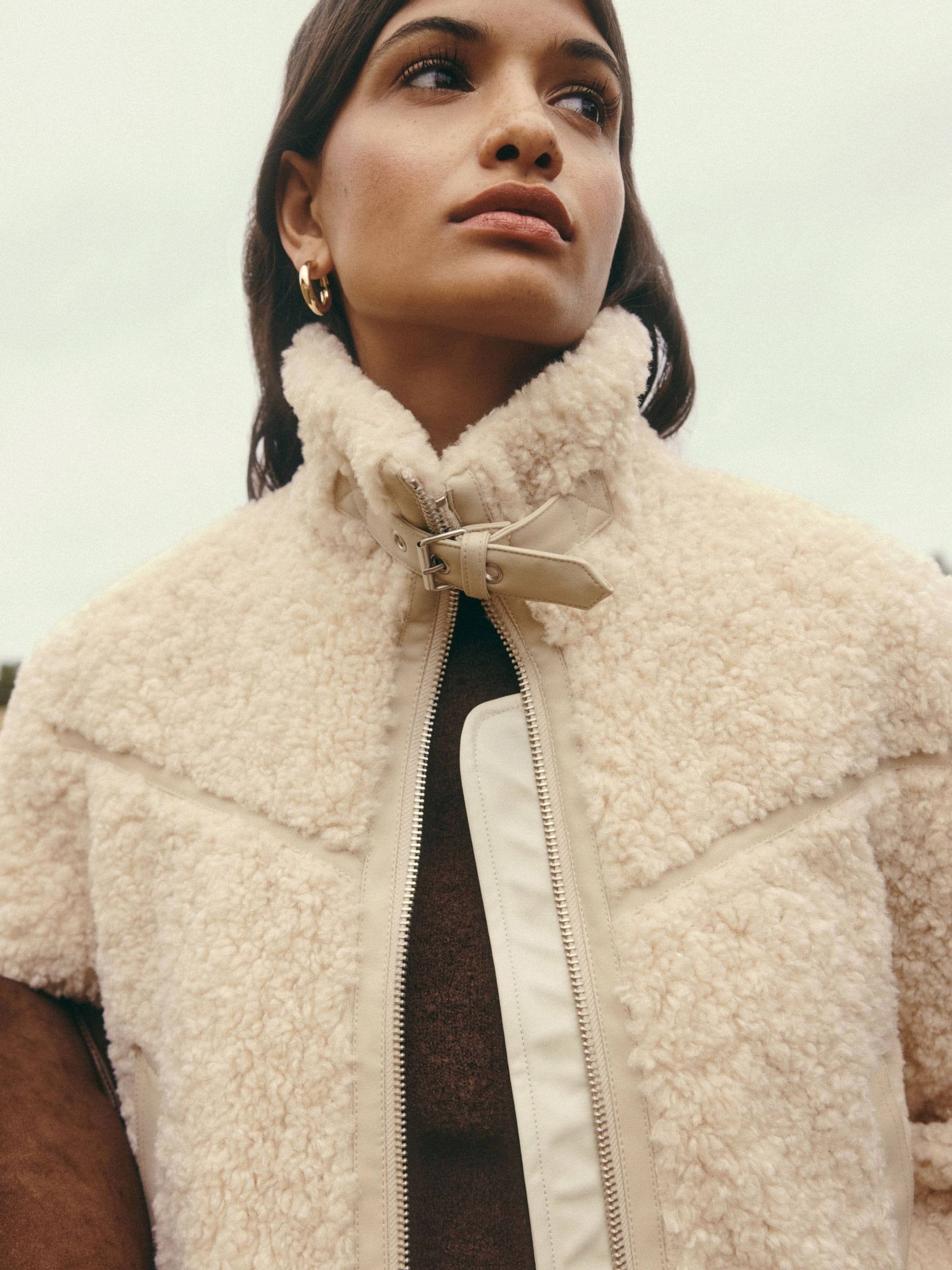 Buy Friends Like These Ivory Zip Through Borg Jacket from Next