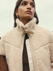 Friends Like These Ivory Zip Through Borg Jacket - Image 2 of 4