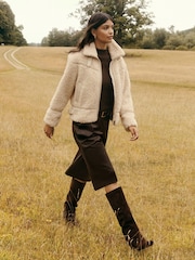 Friends Like These Ivory Zip Through Borg Jacket - Image 3 of 4
