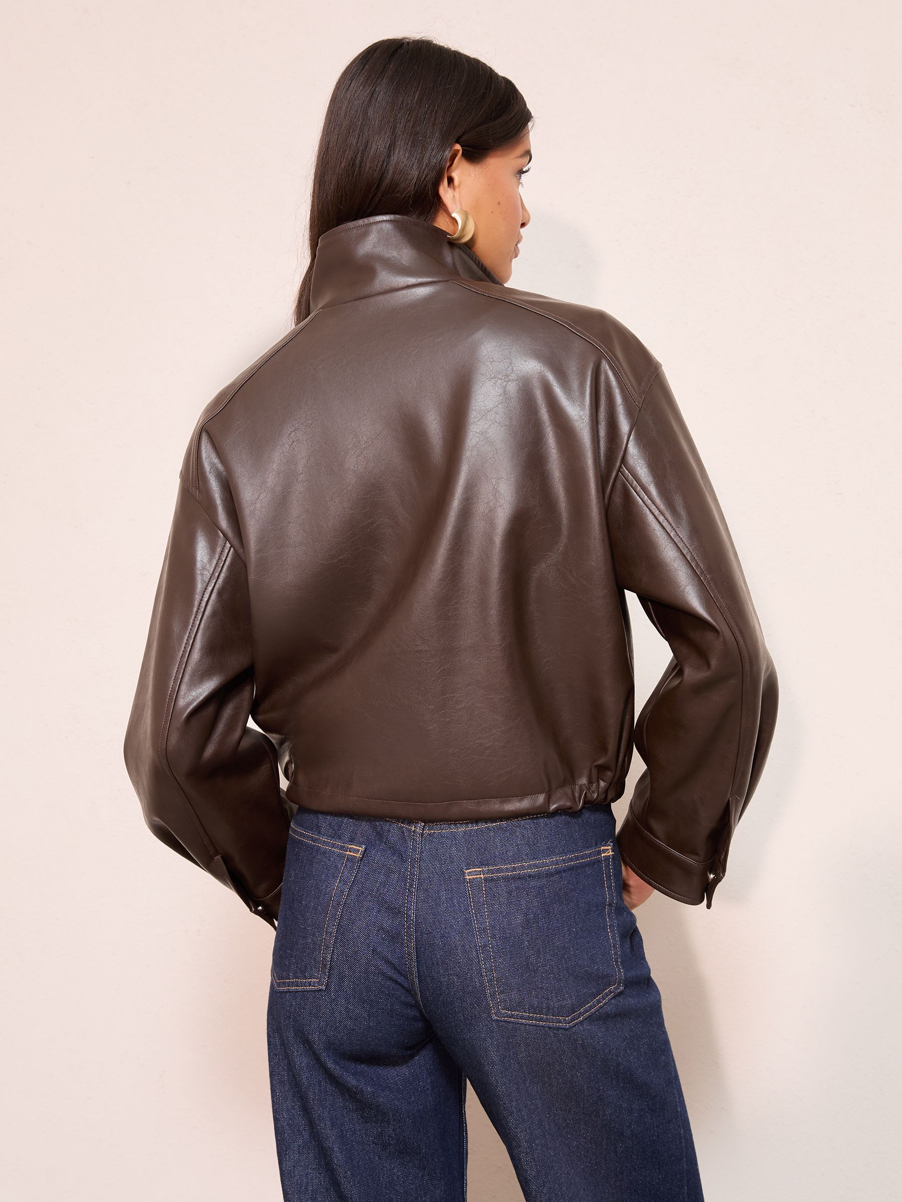 Buy Friends Like These Chocolate Brown Faux Leather Bomber Jacket
