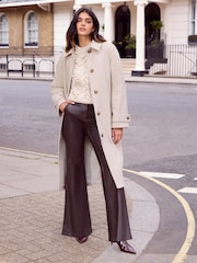 Friends Like These Neutral Smart Belted Midi Coat - Image 2 of 4