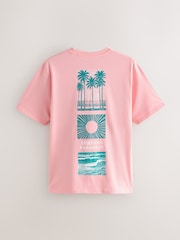 Blue/Navy/Pink Graphic 100% Cotton T-Shirts 3 Pack - Image 6 of 9