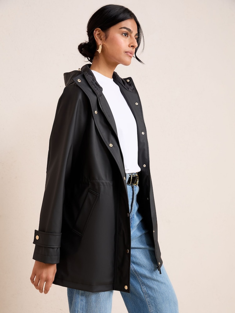 Friends Like These Black Mid Length Raincoat - Image 1 of 4