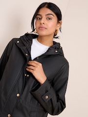 Friends Like These Black Mid Length Raincoat - Image 3 of 4