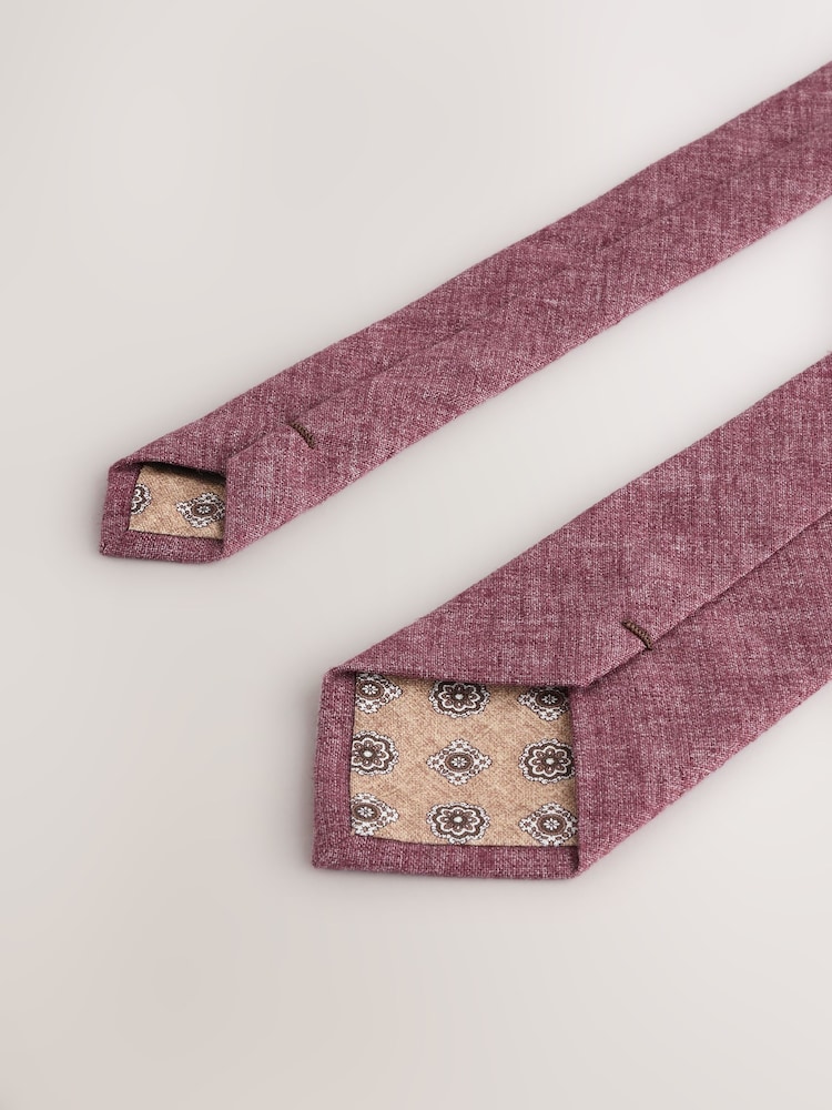 Red/Cream Wide Tie and Pocket Square Set - Image 4 of 4