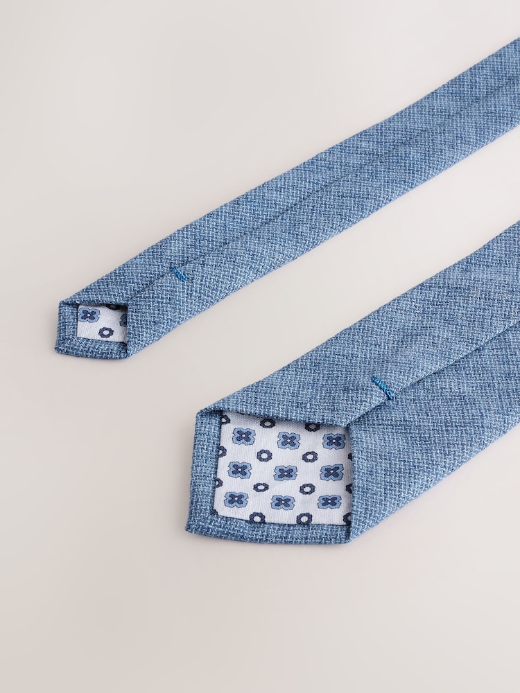 Blue Wide Tie and Pocket Square Set - Image 4 of 4
