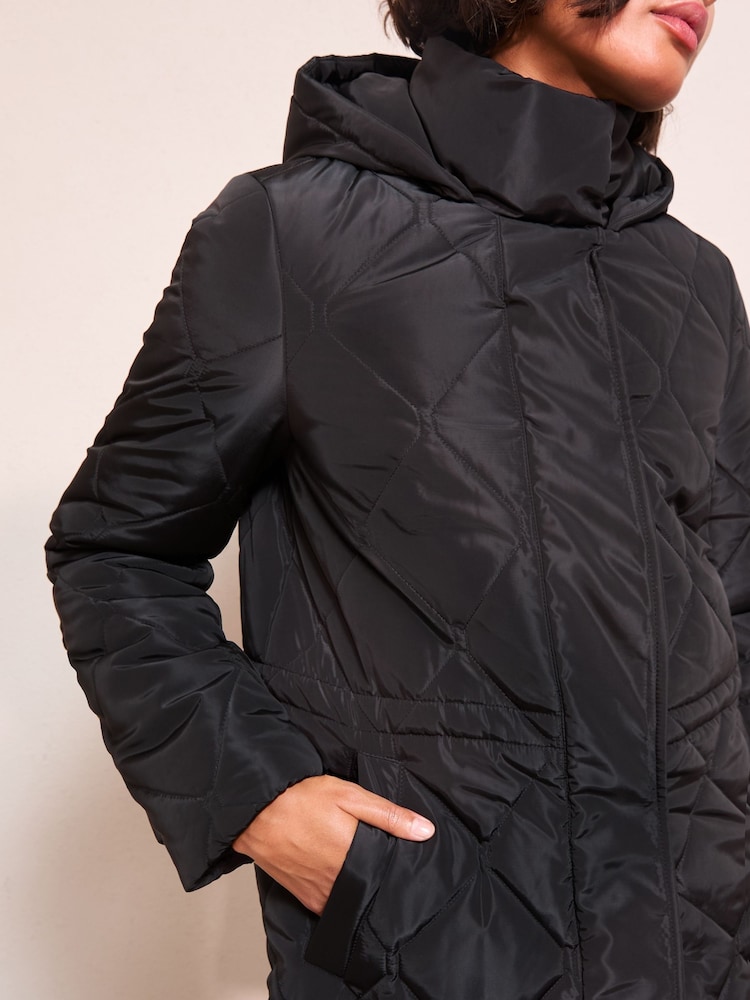 Friends Like These Black Mid Length Padded Coat - Image 4 of 4