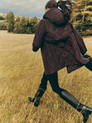 Friends Like These Chocolate Brown Mid Length Padded Coat - Image 4 of 4