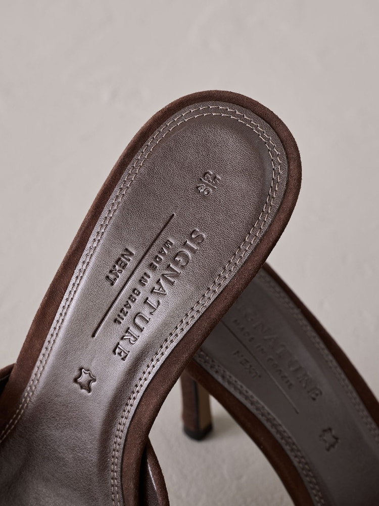 Schokoladenbraun/Veloursleder - Signature Premium Leather Suede Open Toe Mules - Bild 11 von 11 Schokoladenbraun/Veloursleder - Signature Premium Leather Suede Open Toe Mules - Bild 11 von 11