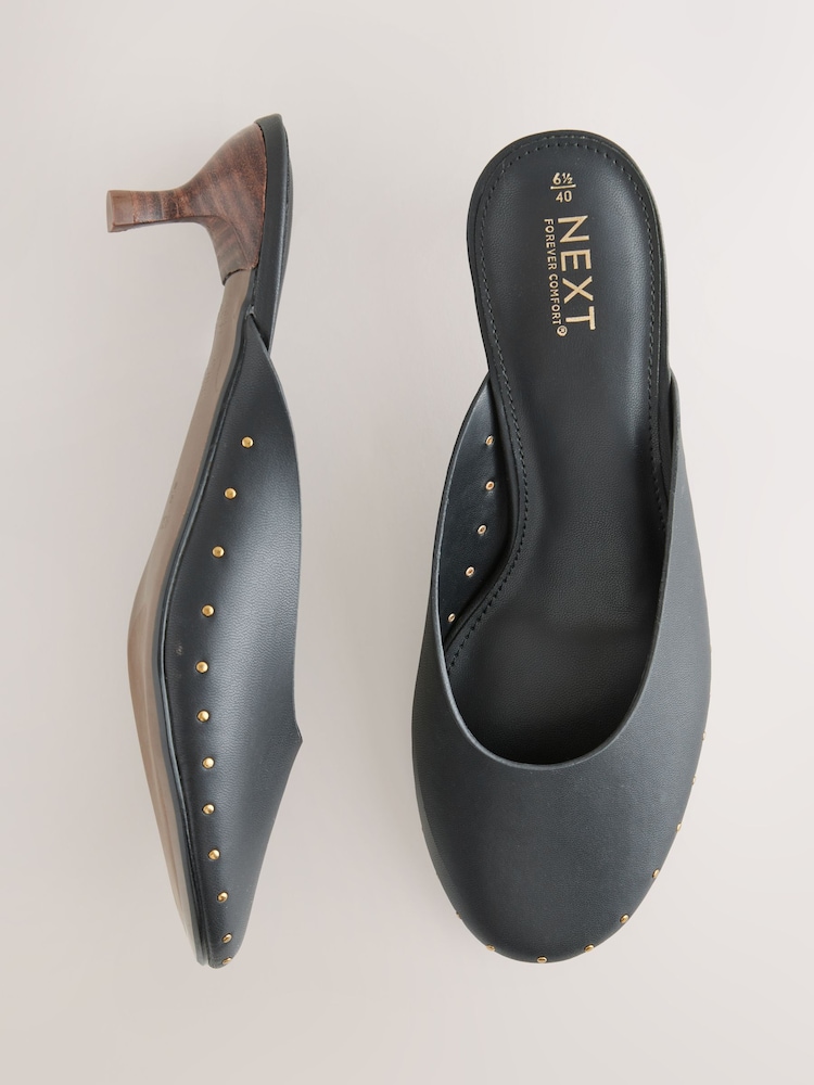 Black Forever Comfort® Studded Closed Toe Mules - Image 1 of 5
