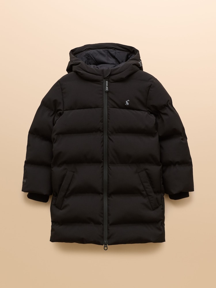 Joules Kids' Padwell Black Waterproof Padded Coat - Image 1 of 4