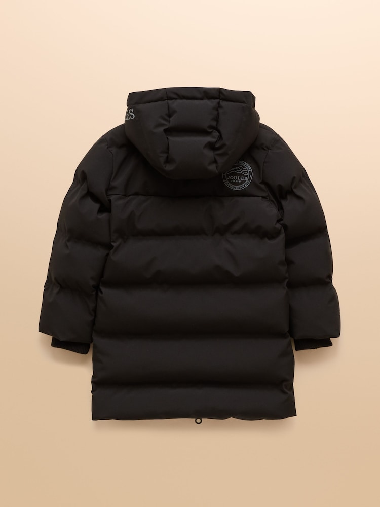 Joules Kids' Padwell Black Waterproof Padded Coat - Image 2 of 4
