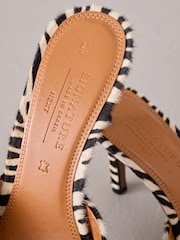 Zebra Signature Premium Leather Suede Open Toe Mules - Image 6 of 6