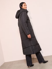 Friends Like These Black Petite Long Line Hooded Padded Coat - Image 4 of 4
