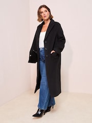 Friends Like These Black Curve Tailored Maxi Length Single Button Coat - Image 1 of 4