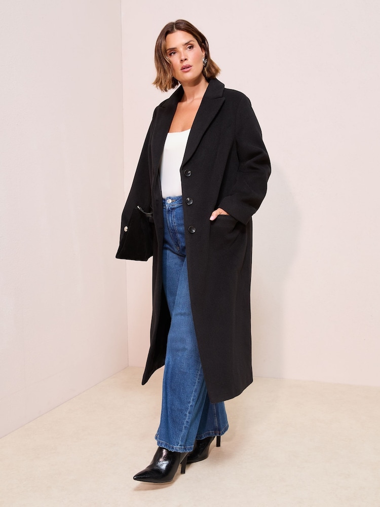 Friends Like These Black Curve Tailored Maxi Length Single Button Coat - Image 1 of 4
