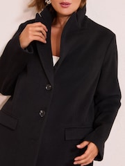 Friends Like These Black Curve Tailored Maxi Length Single Button Coat - Image 2 of 4