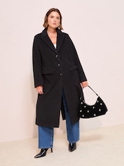 Friends Like These Black Curve Tailored Maxi Length Single Button Coat - Image 3 of 4