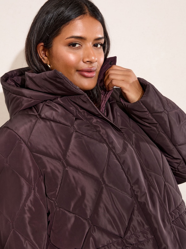 Friends Like These Berry Curve Mid Length Padded Coat - Image 2 of 5