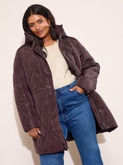 Friends Like These Berry Curve Mid Length Padded Coat - Image 3 of 5