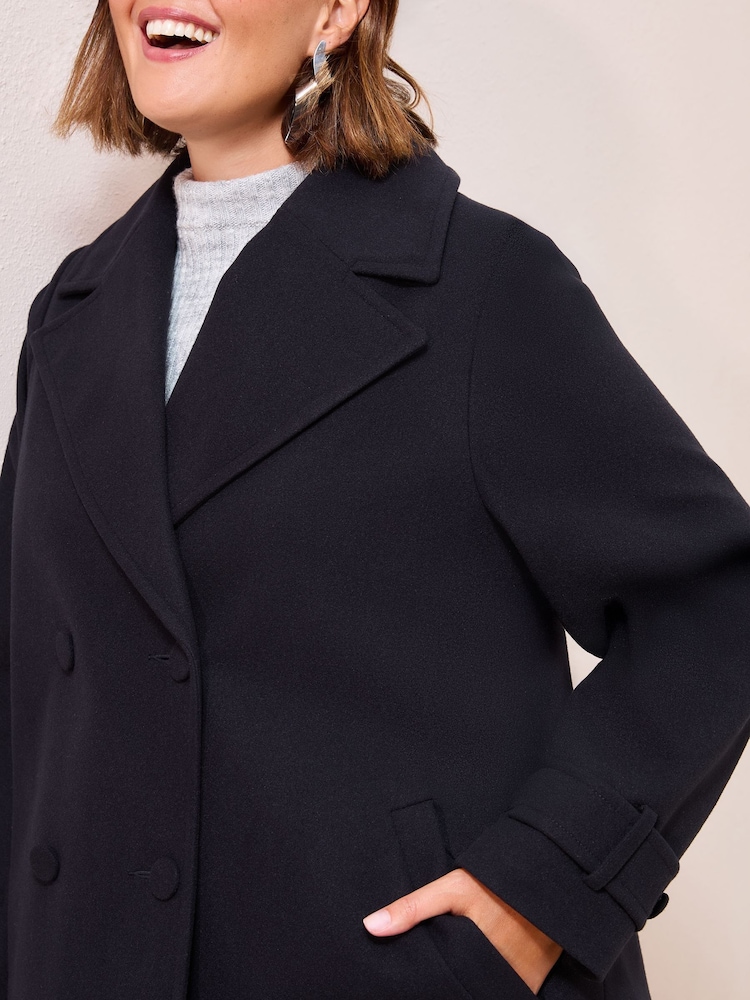 Friends Like These Navy Curve Double Breasted Peacoat - Image 2 of 4