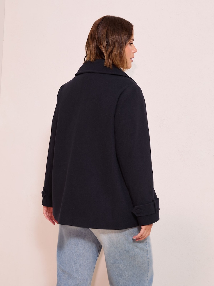Friends Like These Navy Curve Double Breasted Peacoat - Image 4 of 4