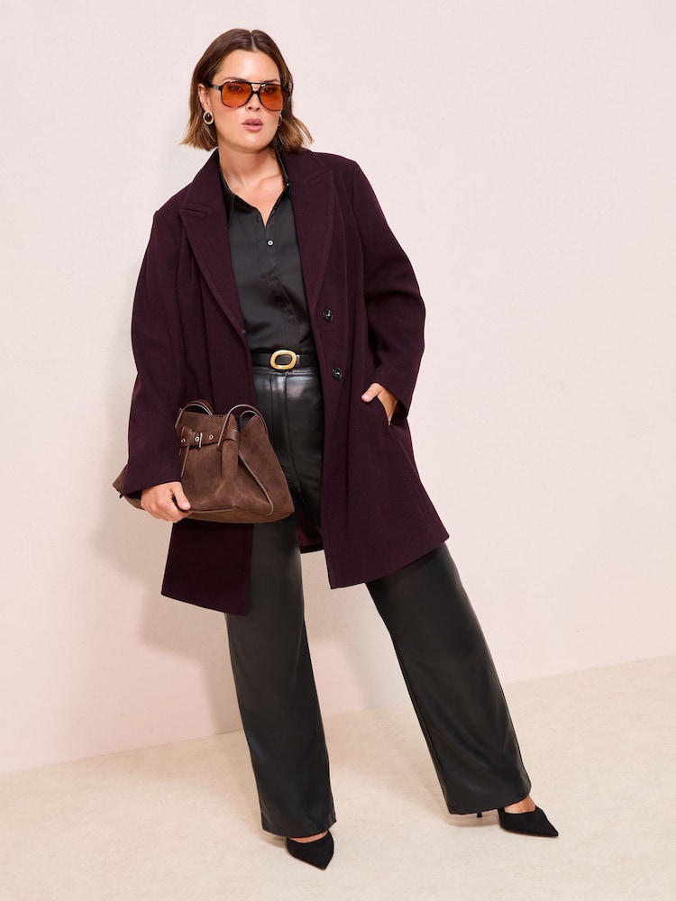 Friends Like These Burgundy Red Curve Tailored Mid Length Single Button Coat - Image 1 of 4