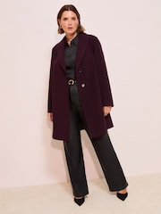 Friends Like These Burgundy Red Curve Tailored Mid Length Single Button Coat - Image 3 of 4