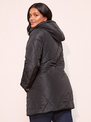 Friends Like These Black Curve Mid Length Padded Coat - Image 4 of 4