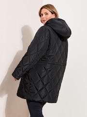 Friends Like These Black Curve Mid Length Padded Coat - Image 5 of 5