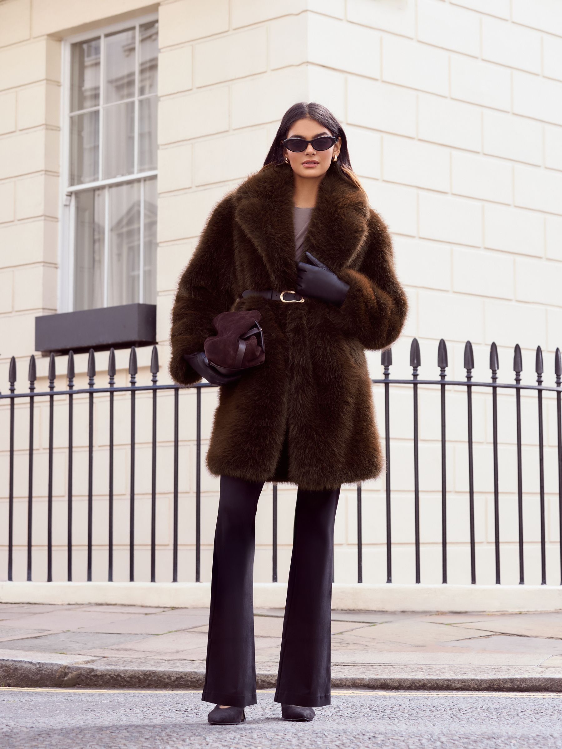 Buy Friends Like These X Lucy Mecklenburgh Brown Belted Faux Fur