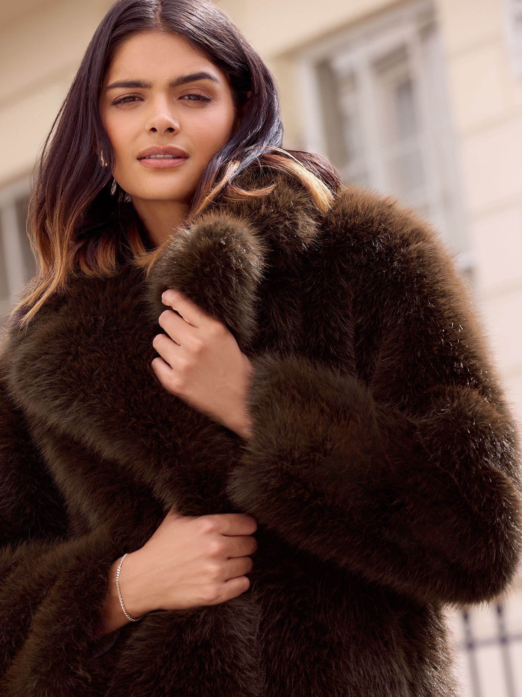 Buy Friends Like These X Lucy Mecklenburgh Brown Belted Faux Fur