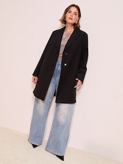 Friends Like These Black Curve Tailored Mid Length Single Button Coat - Image 1 of 5